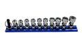 VIM Tools - 10 PC. 6-PT DUAL DRIVE STUBBY UJ METRIC  SOCKET SET - 1/4'' X 11MM DR. - BLUE MAGRAIL