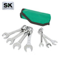 SK Tools USA - 7 Piece 12 Point Metric Short Combination SuperKrome Wrench Set - Ridge Toolbox