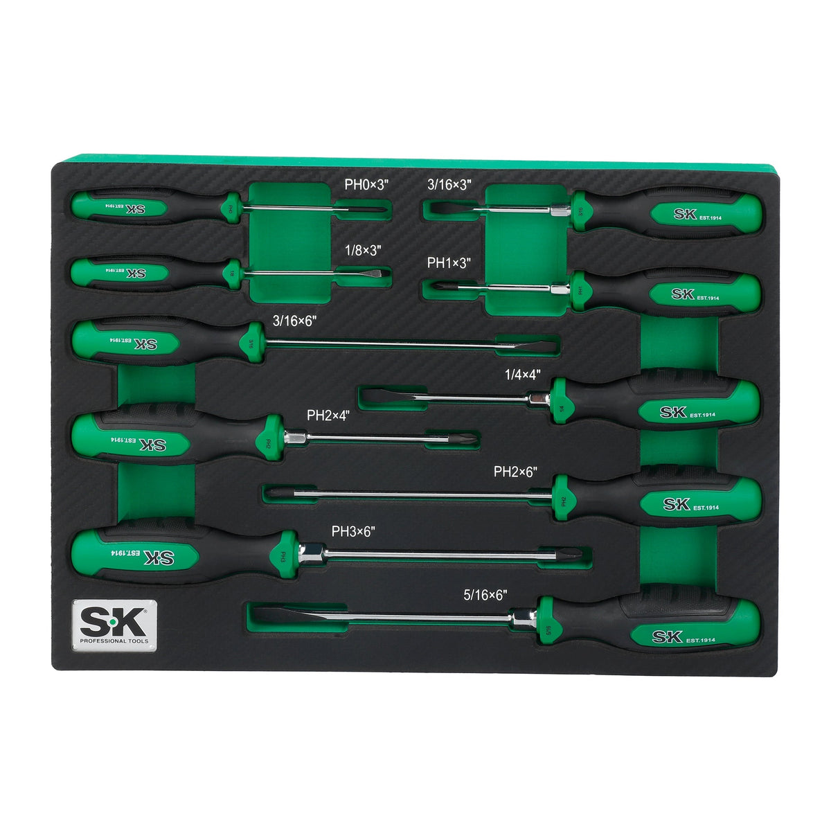 SK Tools USA - 10 Piece Dual-Material Magnetic Combination Screwdriver Set - Ridge Toolbox