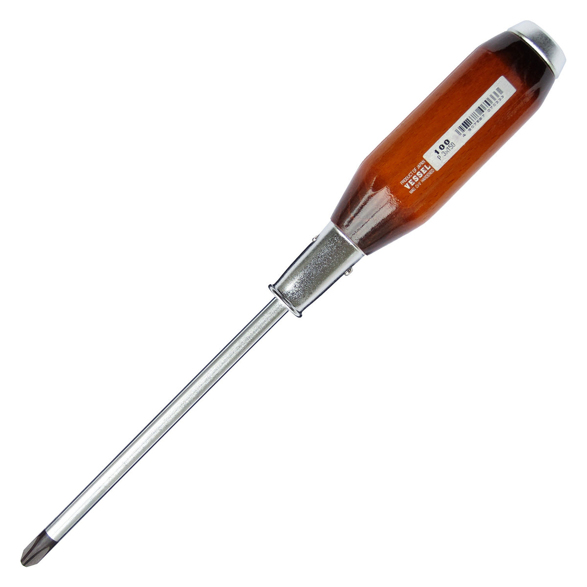 Vessel Genuine Wood Handle Tang-Thru Screwdriver No.100 +3x150