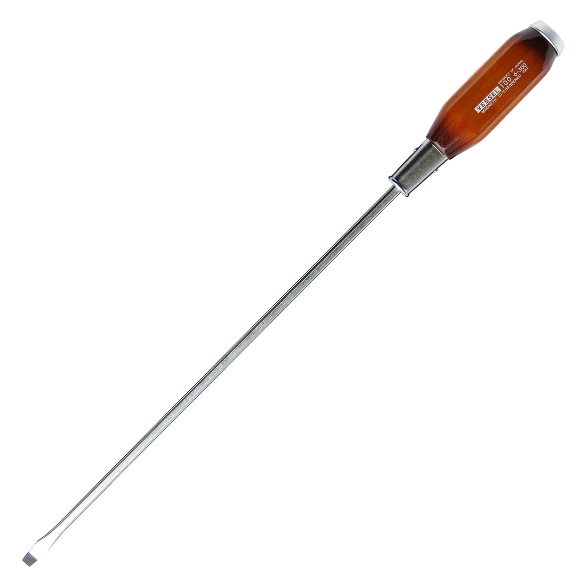Vessel Genuine Wood Handle Tang-Thru Screwdriver No.100 -6x300