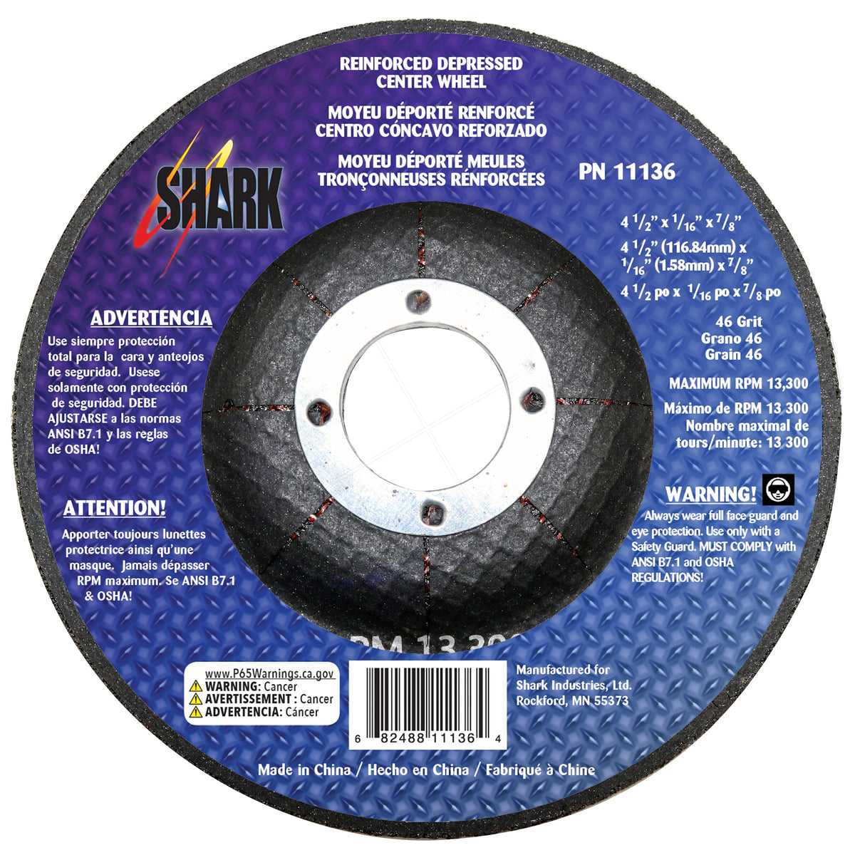 Shark Industries - Cut-Off Wheel – Aluminum Oxide – Type 27 (Depressed Center) - Ridge Toolbox