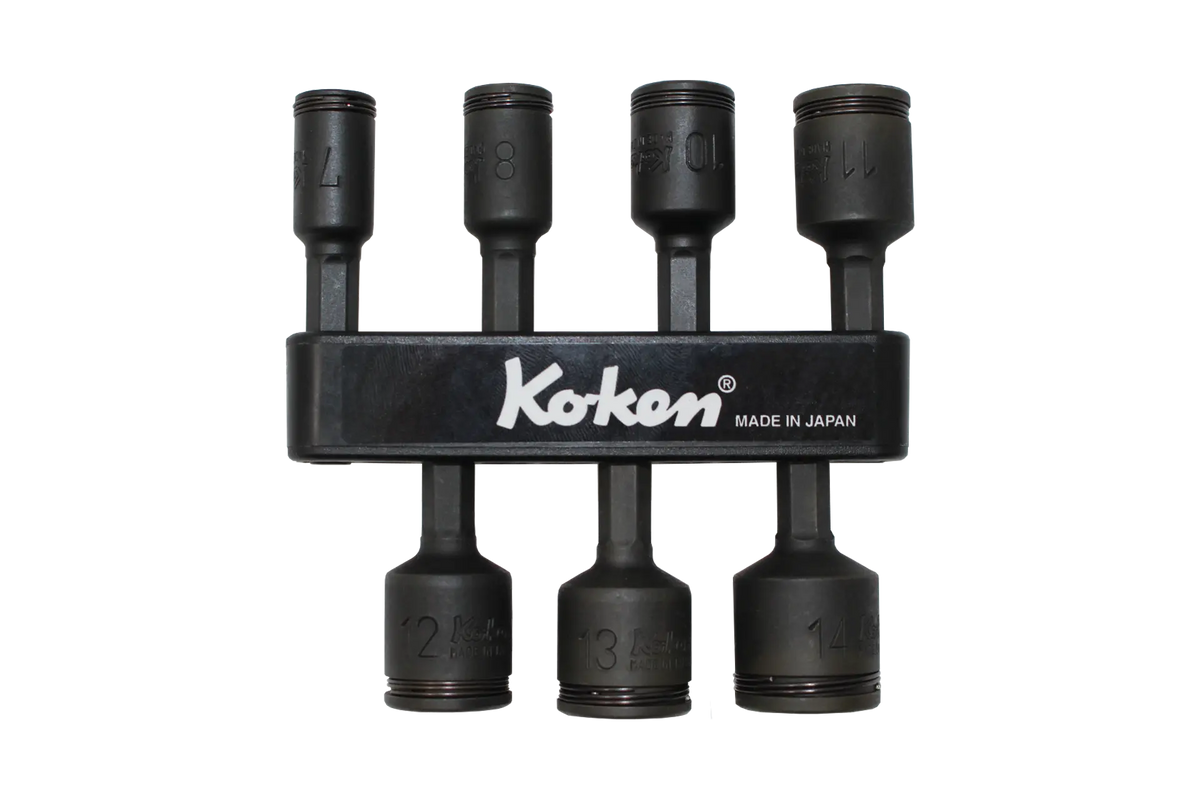 1/4 Hex Dr. 7 Piece Impact 6-Point Metric NUT GRIP® Nut Setters 7-14mm
