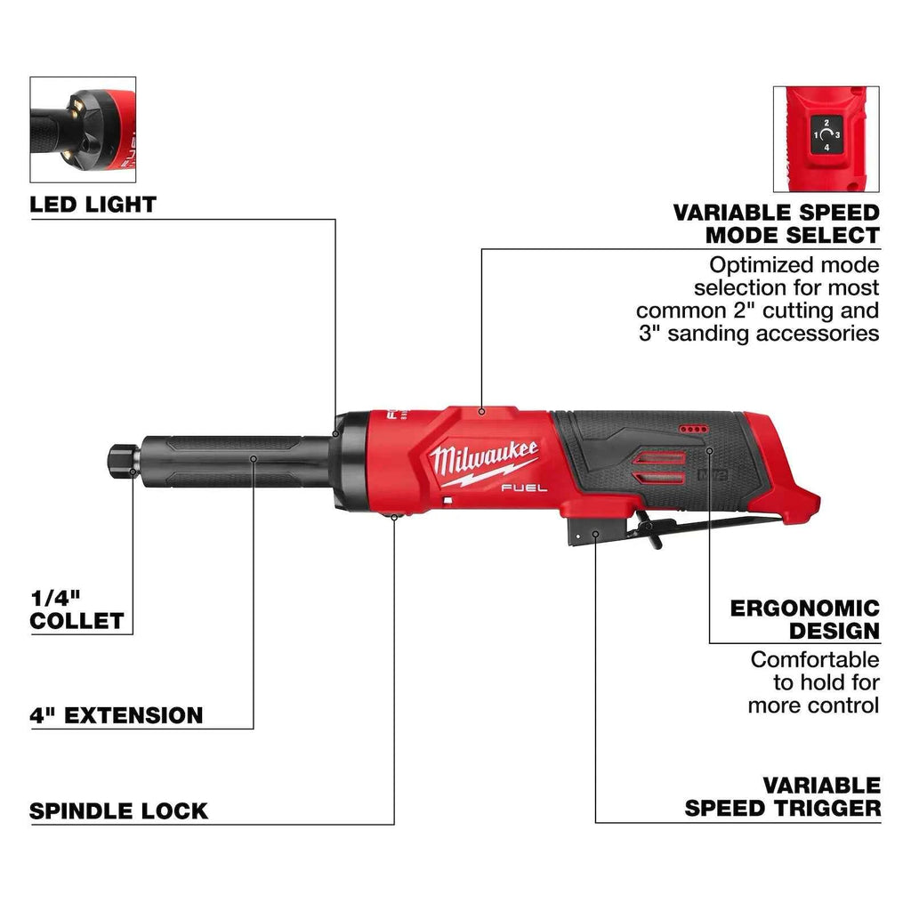 Milwaukee 3487-20 M12 FUEL™ 1/4" Extended Die Grinder (Tool Only)