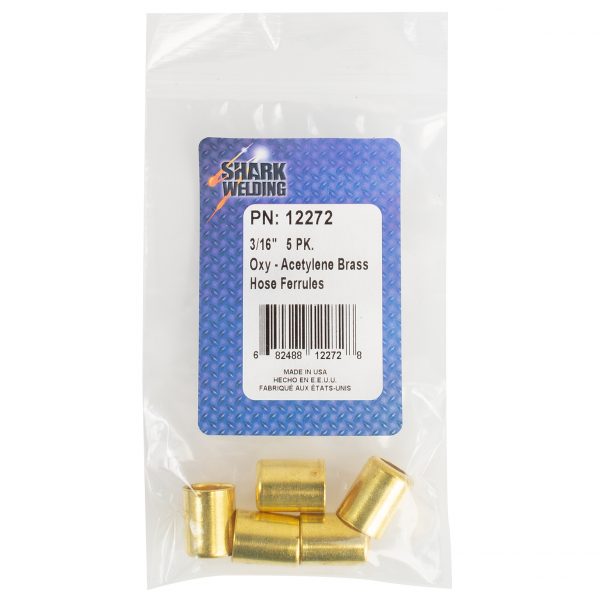Shark Industries - 5 PK Oxygen-Acetylene Brass Hose Ferrules - 3/16″ - Ridge Toolbox