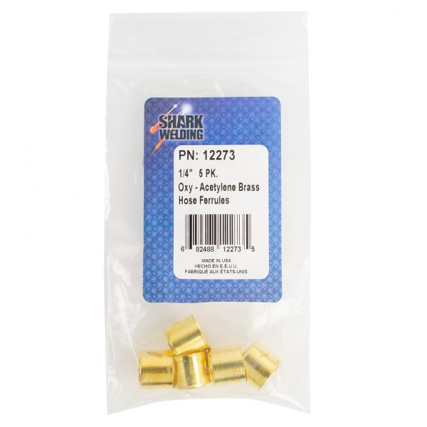 Shark Industries - 5 PK Oxygen-Acetylene Brass Hose Ferrules 1/4″ - Ridge Toolbox