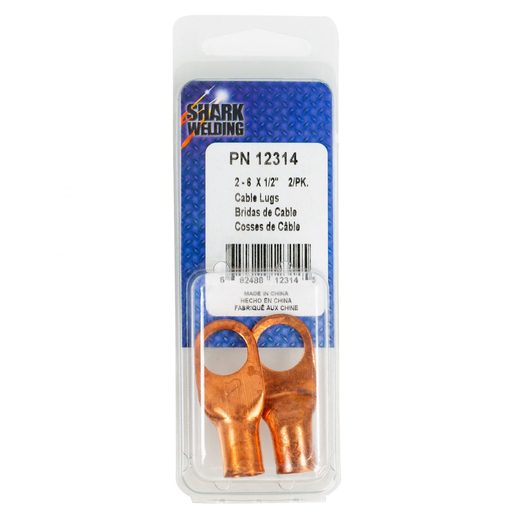 Shark Industries - Cable Lugs – Cable Size 2-6 – Stud 1/2″ – 2 PK. - Ridge Toolbox