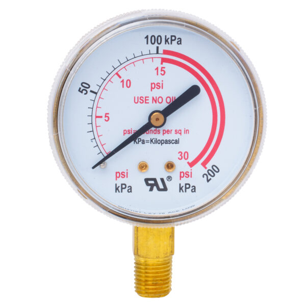 Shark Industries - Heavy Duty (Acetylene Only) Gauge – 2 1/2″ - 1/4" NPT - 0-30 Pounds - Ridge Toolbox