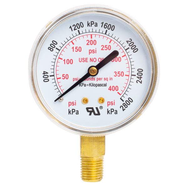 Shark Industries - All Gases Gauge – 2.5", 1/4" NPT, 0–200/400/4000 Pounds - Ridge Toolbox