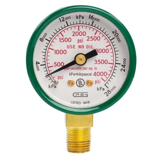 Shark Industries - Acetylene Gauge Only – 1.5" Dial, 1/8" NPT, 0–400 & 0–4000 Pounds - Ridge Toolbox