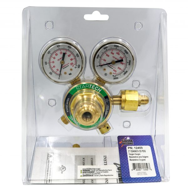 Shark Industries - Single Stage Regulators for Medium Duty Kits – Oxygen & Acetylene, 2″ Gauge - Ridge Toolbox