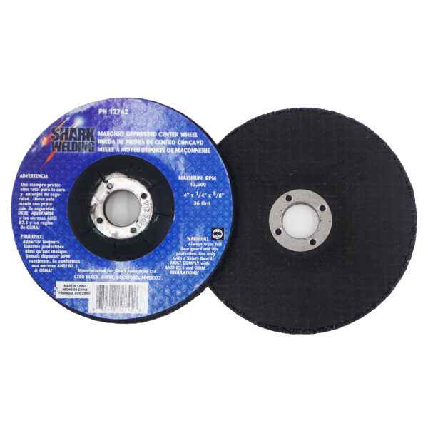 Shark Industries - 5 PK Masonry Depressed Center Grinding Wheel – 4″x1/4″x5/8″, A24R Grit - Ridge Toolbox