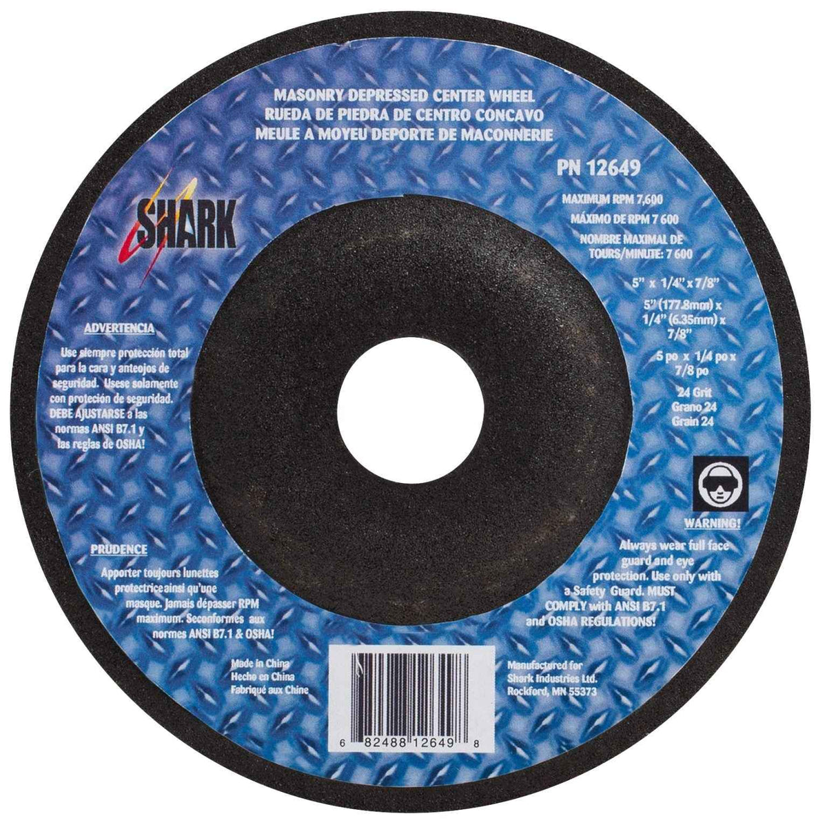 Shark Industries - 25PK - Depressed Center Type 27 Silicon Carbide Grinding Wheels- Hubless. 5″ x 1/4″x 7/8″ – 24 Grit - Ridge Toolbox