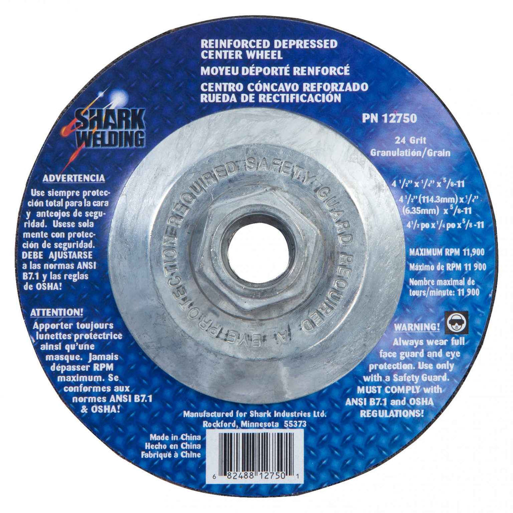 Shark Industries - Type 27 Grinding Wheels – 4 1/2″ x 1/4″ x 5/8-11 – 24 Grit - Ridge Toolbox