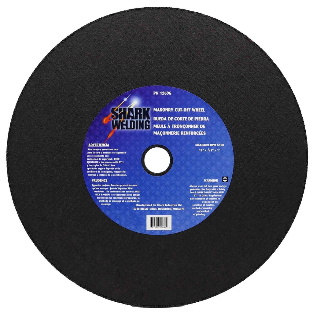 Shark Industries - Cut-Off Wheel – Silicon Carbide – Double/Masonry Reinforced – 12″ x 1/8″ x 1″ – 36 Grit - Ridge Toolbox