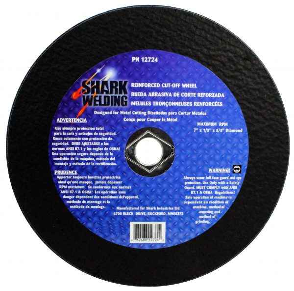 Shark Industries - Cut-Off Wheel – Aluminum Oxide – 7″ x 1/8″ x 5/8″ Diamond Shaped – 36 Grit - Ridge Toolbox