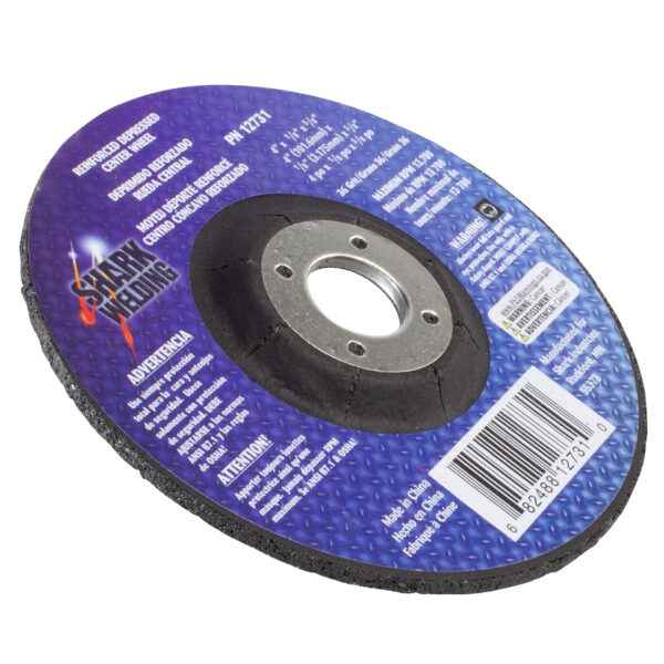 Shark Industries - 4″ Type 27 Aluminum Oxide Grinding Wheels Depressed Center – Hubless, 36 Grit – 4″ x 1/8″ x 5/8″ - Ridge Toolbox
