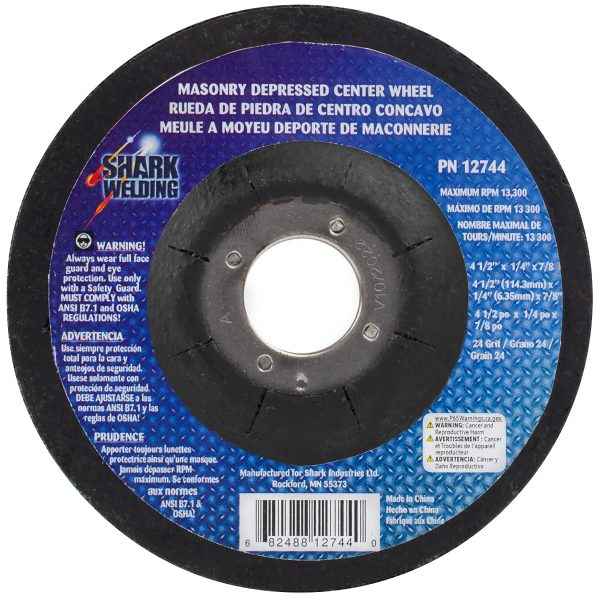 Shark Industries - Depressed Center Type 27 Grinding Wheels for use on Masonry 4.5″x 1/4″ x 7/8 - Ridge Toolbox