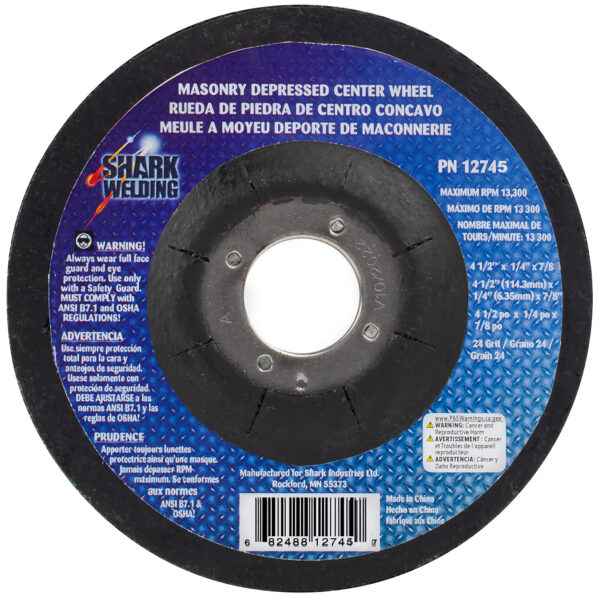 Shark Industries - Depressed Center Type 27 Grinding Wheels for use on Masonry 4.5″x 1/4″ x 7/8 - Ridge Toolbox