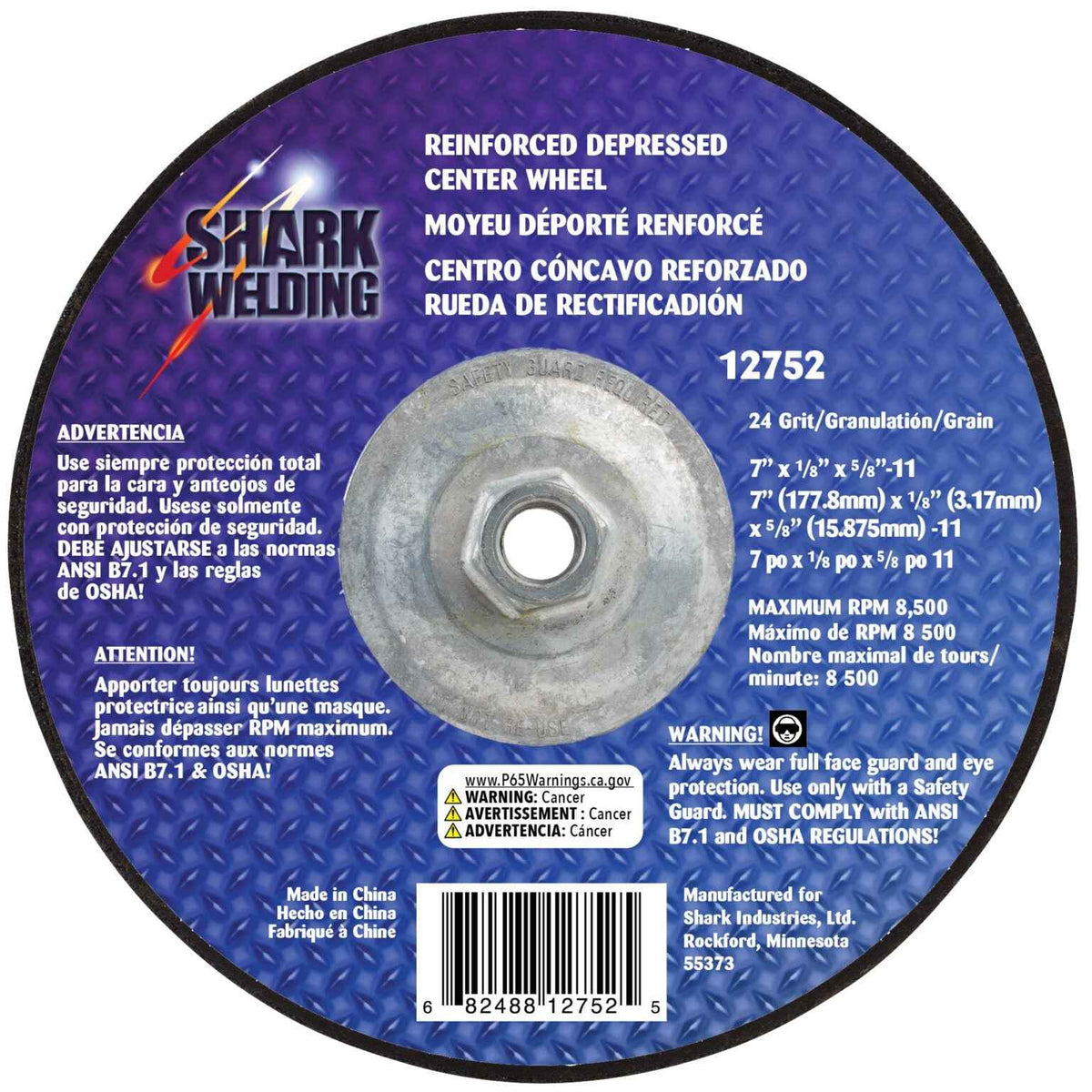 Shark Industries - Type 27 Grinding Wheel – 7″ x 1/8″ x 5/8-11 - Ridge Toolbox