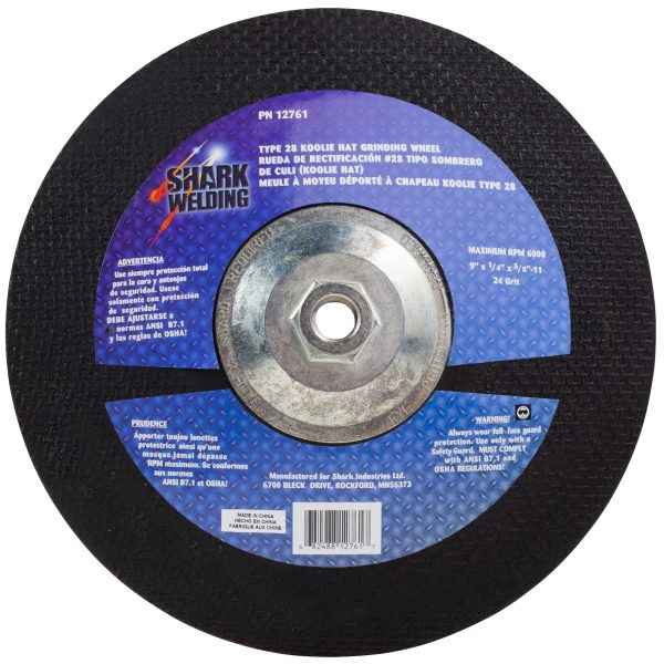 Shark Industries - Type 28 Koolie Hat Grinding Wheel – 9″ x 1/4″ x 5/8-11 - Ridge Toolbox