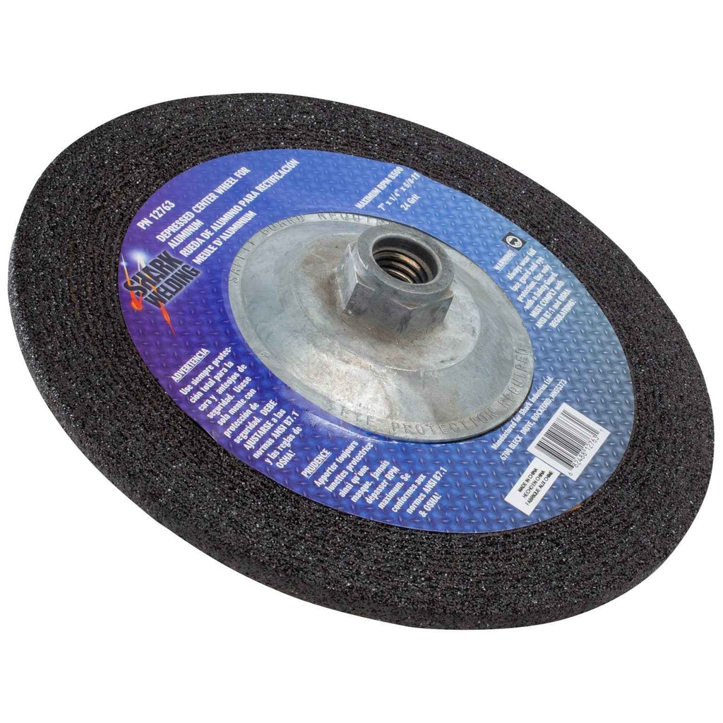 Shark Industries - Depressed Center Type 27 Grinding Wheel for use on Aluminum. 7″x 1/4″ 5/8-11 - Ridge Toolbox