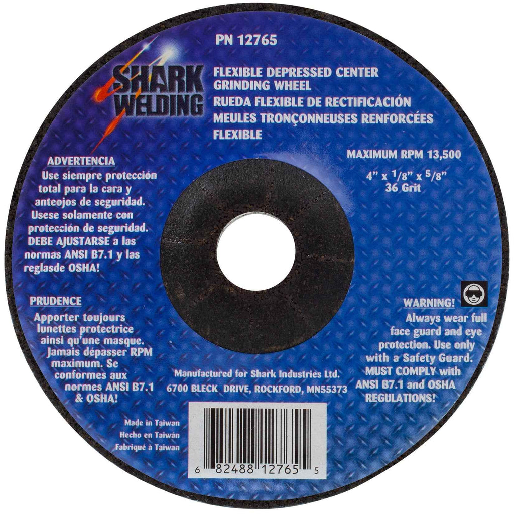 Shark Industries - 1 PK Flexible Grinding Wheels-4″ x 1/8″ x 5/8″ – 36 Grit - Ridge Toolbox