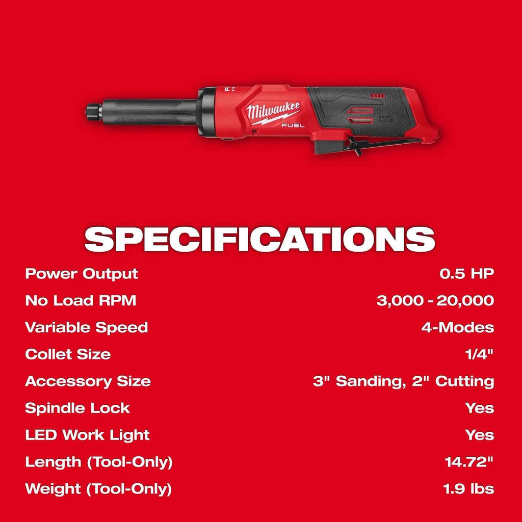 Milwaukee 3487-20 M12 FUEL™ 1/4" Extended Die Grinder (Tool Only)