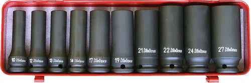 1/2 Sq. Dr. 10 Piece Impact Deep 6-Point Socket Set  10-27mm