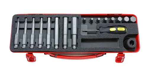 1/2 Sq. Dr. Bit + Bit Holder Set   4-14mm Hex   18 pieces