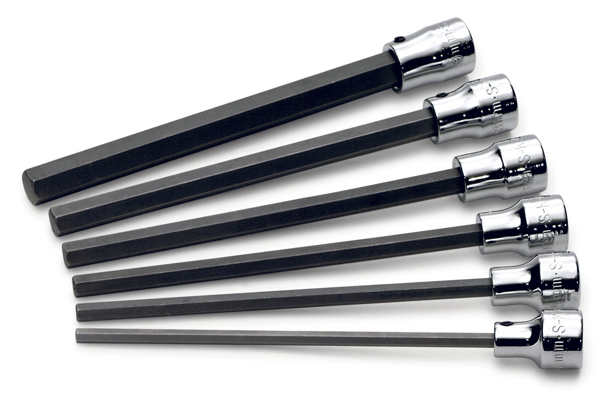 SK Tools USA - 6 Piece 3/8" Drive Metric Long Hex Bit Socket Set - Ridge Toolbox