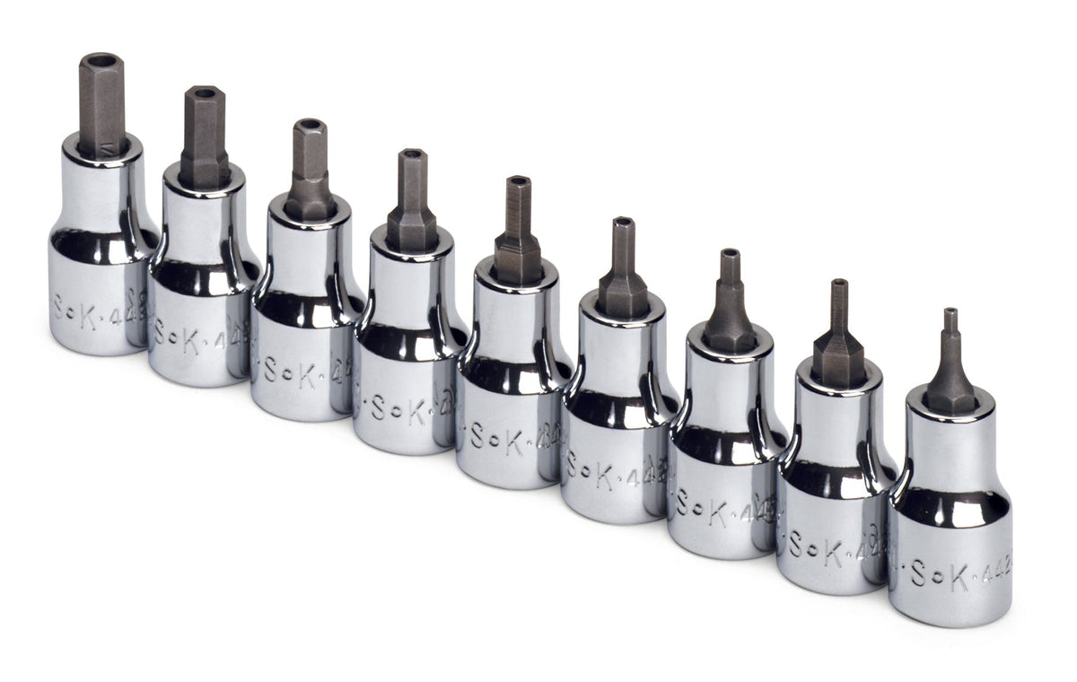 SK Tools USA - 9 Piece 3/8" Drive Fractional Tamper-Proof Hex Bit Socket Set - Ridge Toolbox