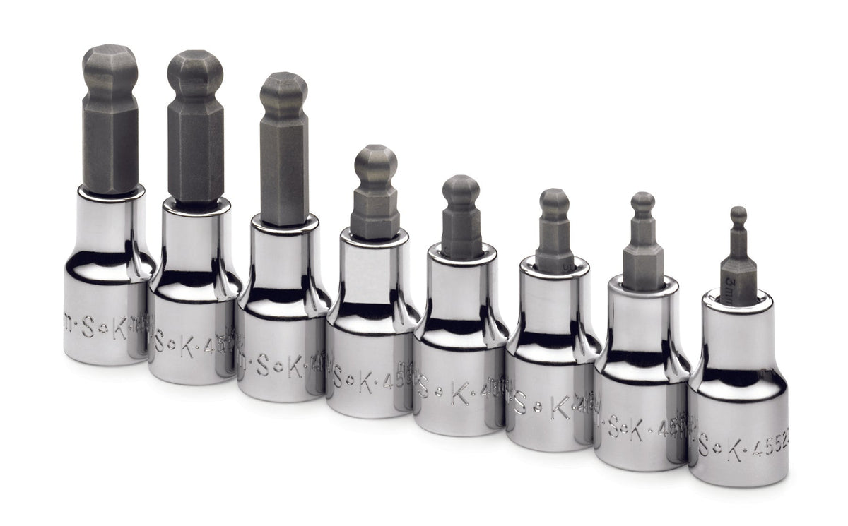 SK Tools USA - 8 Piece 3/8" Drive Metric Ball Hex Bit Socket Set - Ridge Toolbox