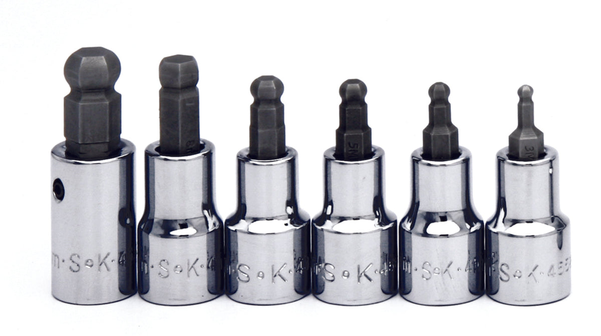 SK Tools USA - 6 Piece 3/8" Drive Fractional Ball Hex Bit Socket Set - Ridge Toolbox