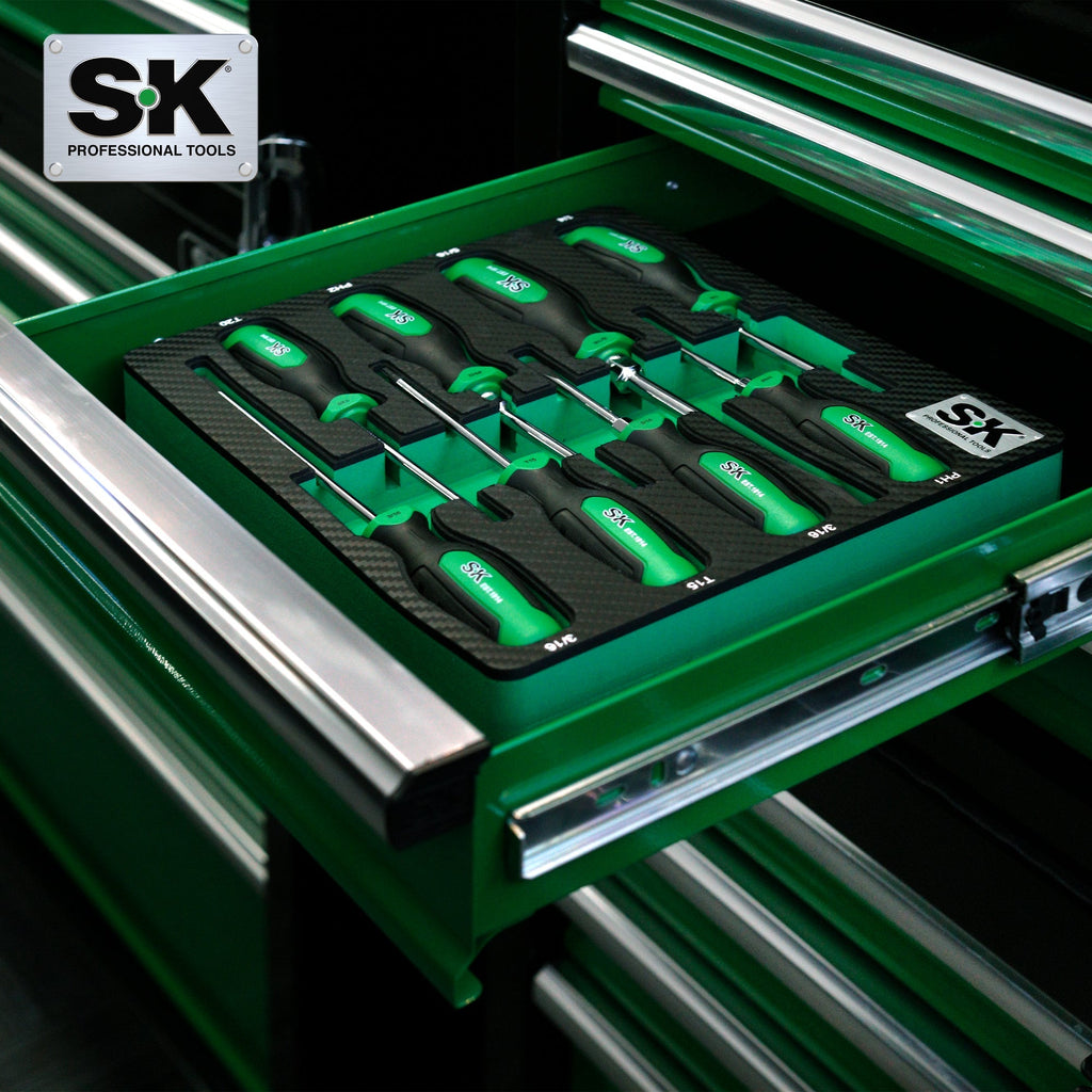 SK Tools USA - 8 Piece Dual-Material Magnetic Combination Screwdriver Set - Ridge Toolbox
