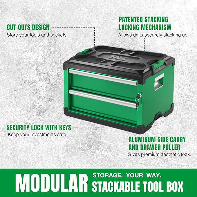 Revolutionize Your Organization with the SK Tools USA Modular Tool Box - 2-Drawer Steel Storage Solution - Ridge Toolbox