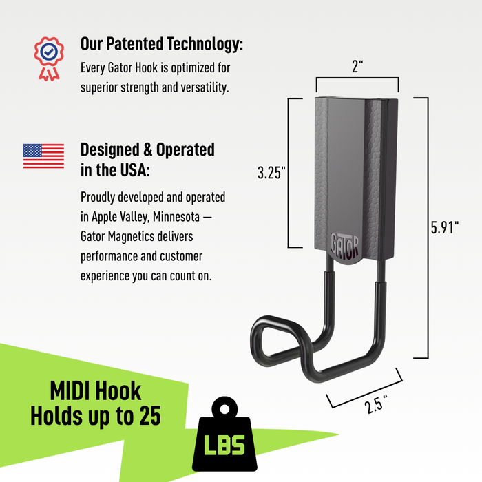 Gator Magnetics - 2.5" MIDI Closed Magnetic Hook - Holds up to 25 lbs - Ridge Toolbox