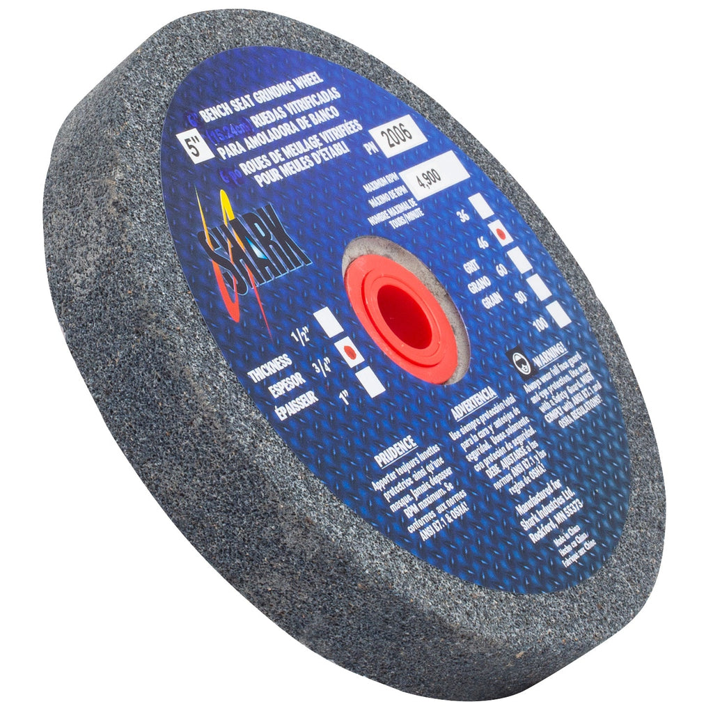 Shark Industries - Bench Seat Grinding Wheel Type 1 . Size 5″ x 3/4″- 46 Grit. Made of Aluminum Oxide - Ridge Toolbox