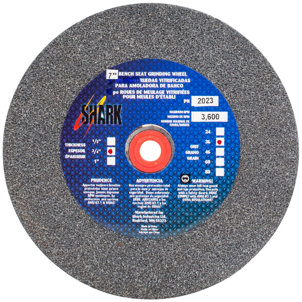 Shark Industries - Bench Seat Grinding Wheel – Type 1 – Size 7″ Aluminum Oxide - Ridge Toolbox