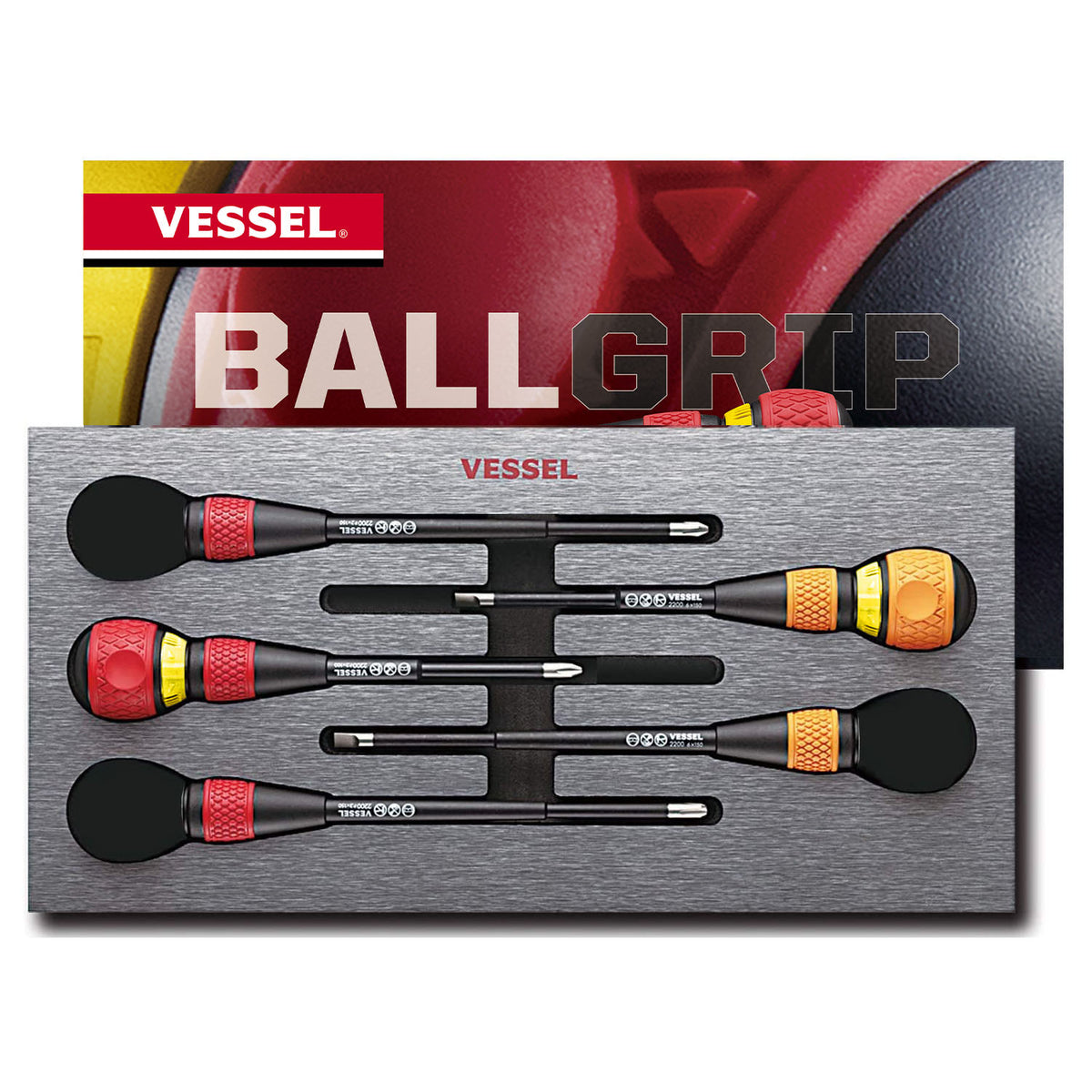 Vessel BALL GRIP Ratchet Screwdriver 5PC. Set (3PC. of Replacement Blade) - professional screwdrivers