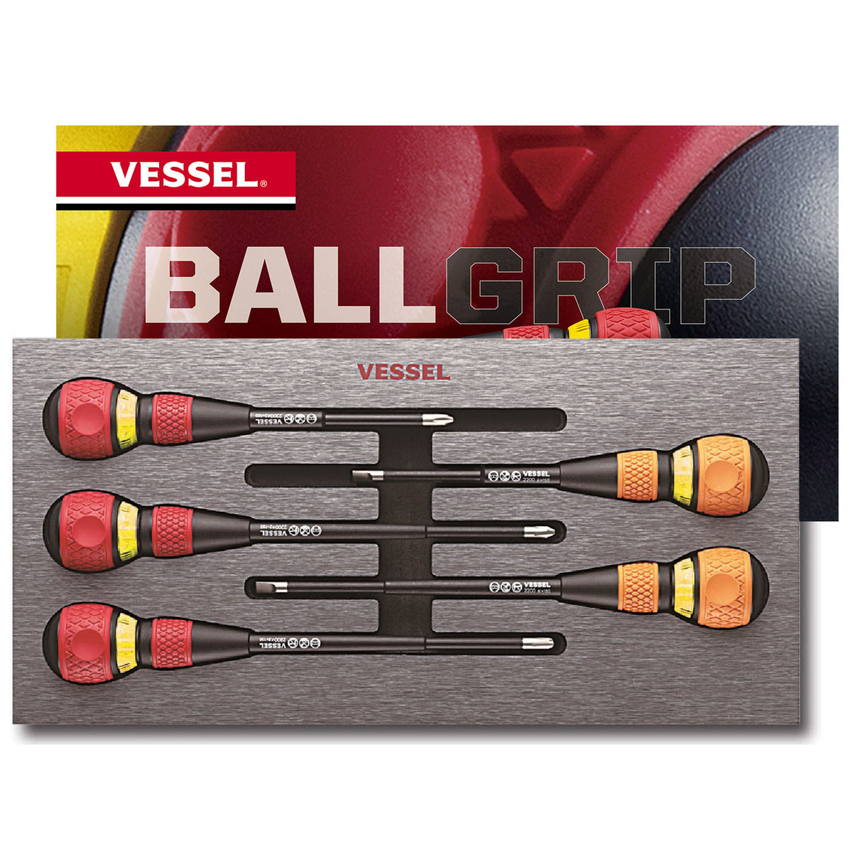 Vessel BALL GRIP Ratchet Screwdriver 5PC. Set - professional screwdrivers