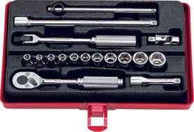 1/4 Sq. Dr. 17 Piece Metric 6-Point Socket Set  4-12mm