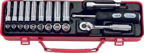 1/4 Sq. Dr. 21 Piece Metric 6-Point Socket Set  5.5-13mm
