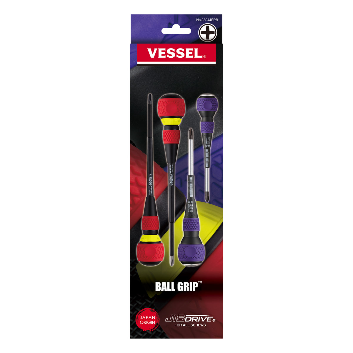Vessel BALL GRIP JISDRIVE Screwdriver 4PC. Set - professional screwdrivers