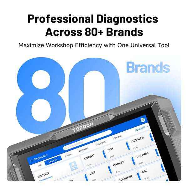 TOPDON 8-inch Wireless Motorcycle Diagnostic Tool - Ridge Toolbox
