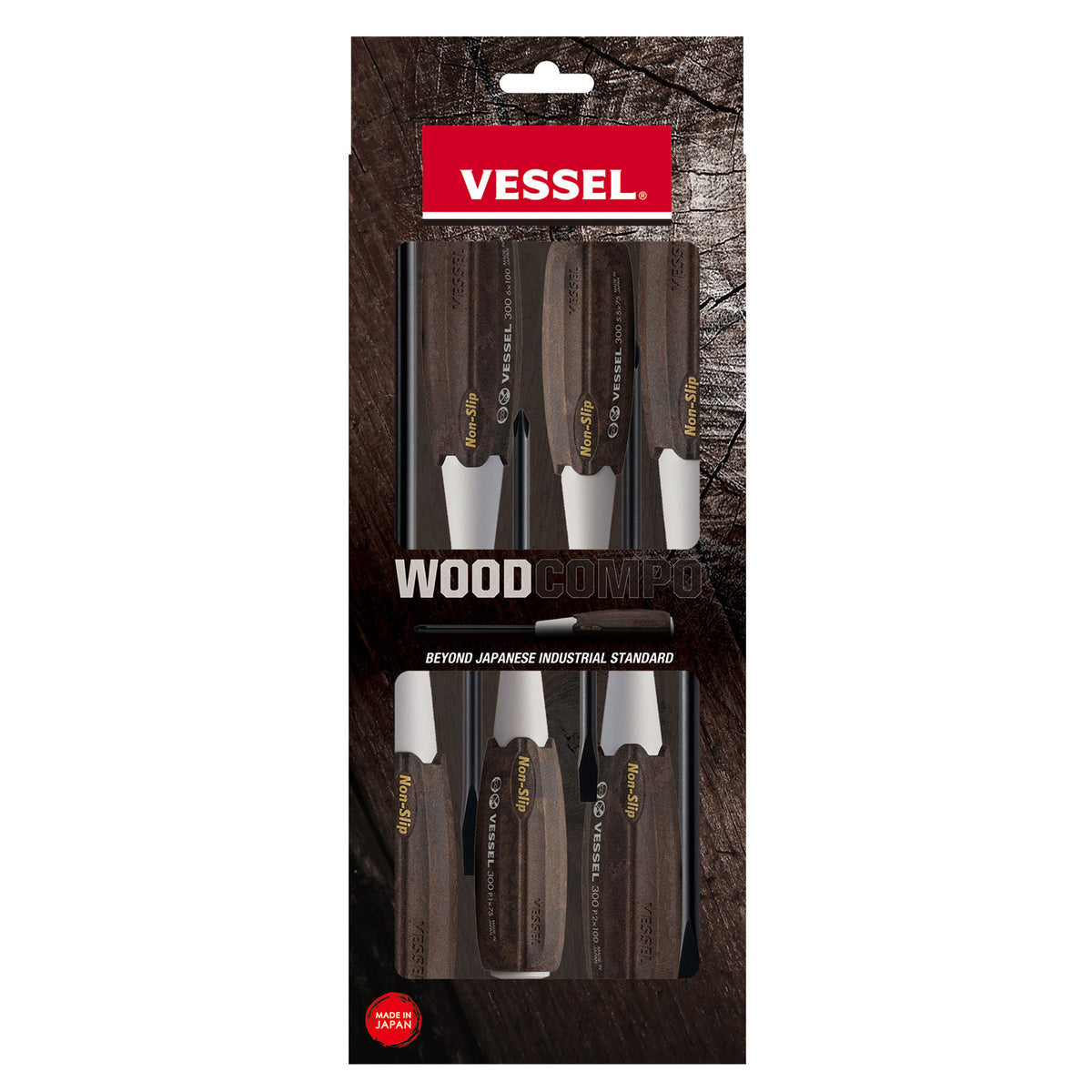 Vessel WOOD-COMPO Non-Slip Screwdriver 6PC. Set - professional screwdrivers