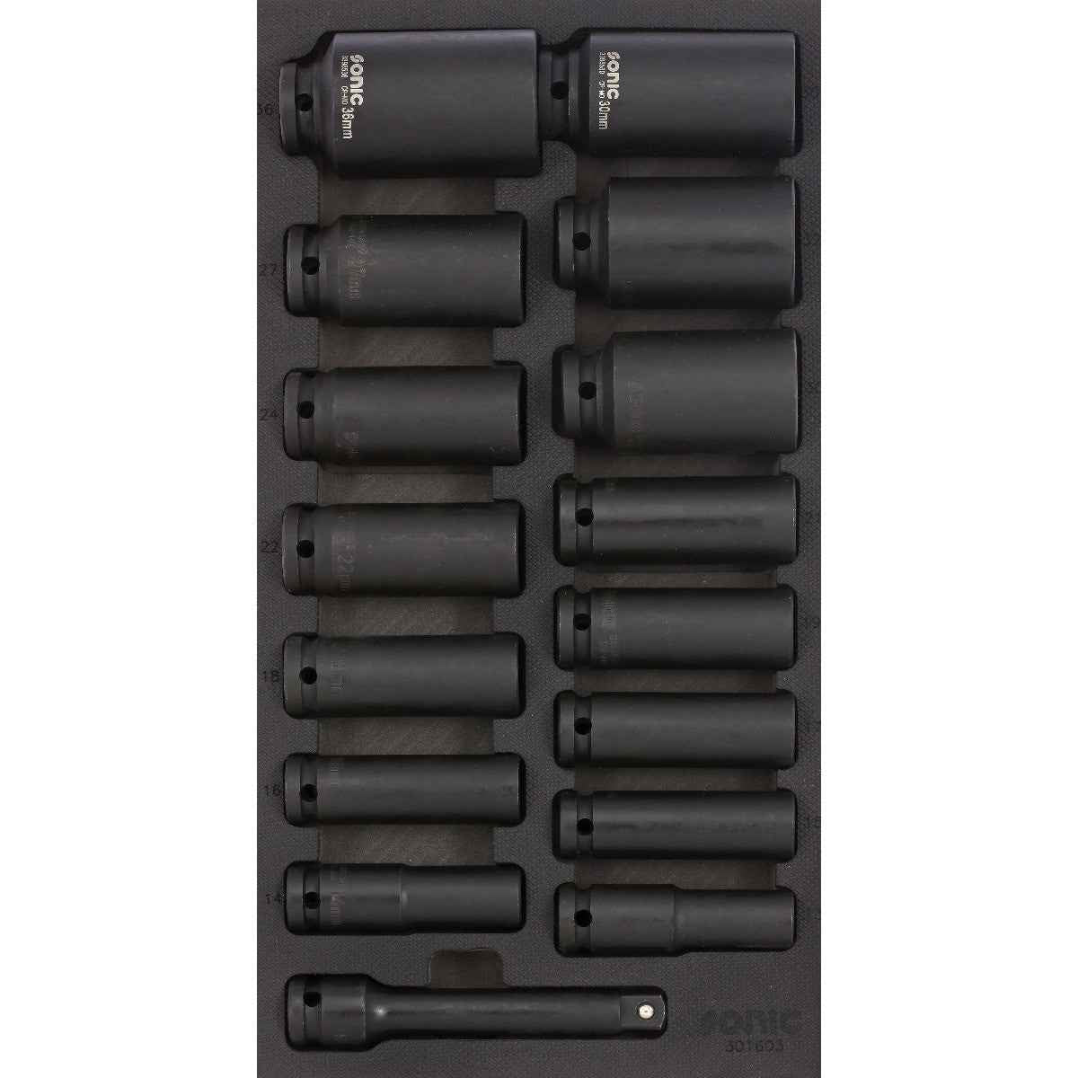 Sonic Tools - Metric Impact Deep Socket Set 1/2", 16-PCS - SMALL SFS - Ridge Toolbox