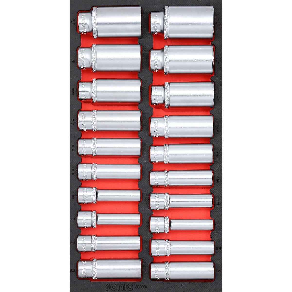 Sonic Tools - SAE Deep Socket Set 1/2", 20-PCS - SMALL SFS - Ridge Toolbox