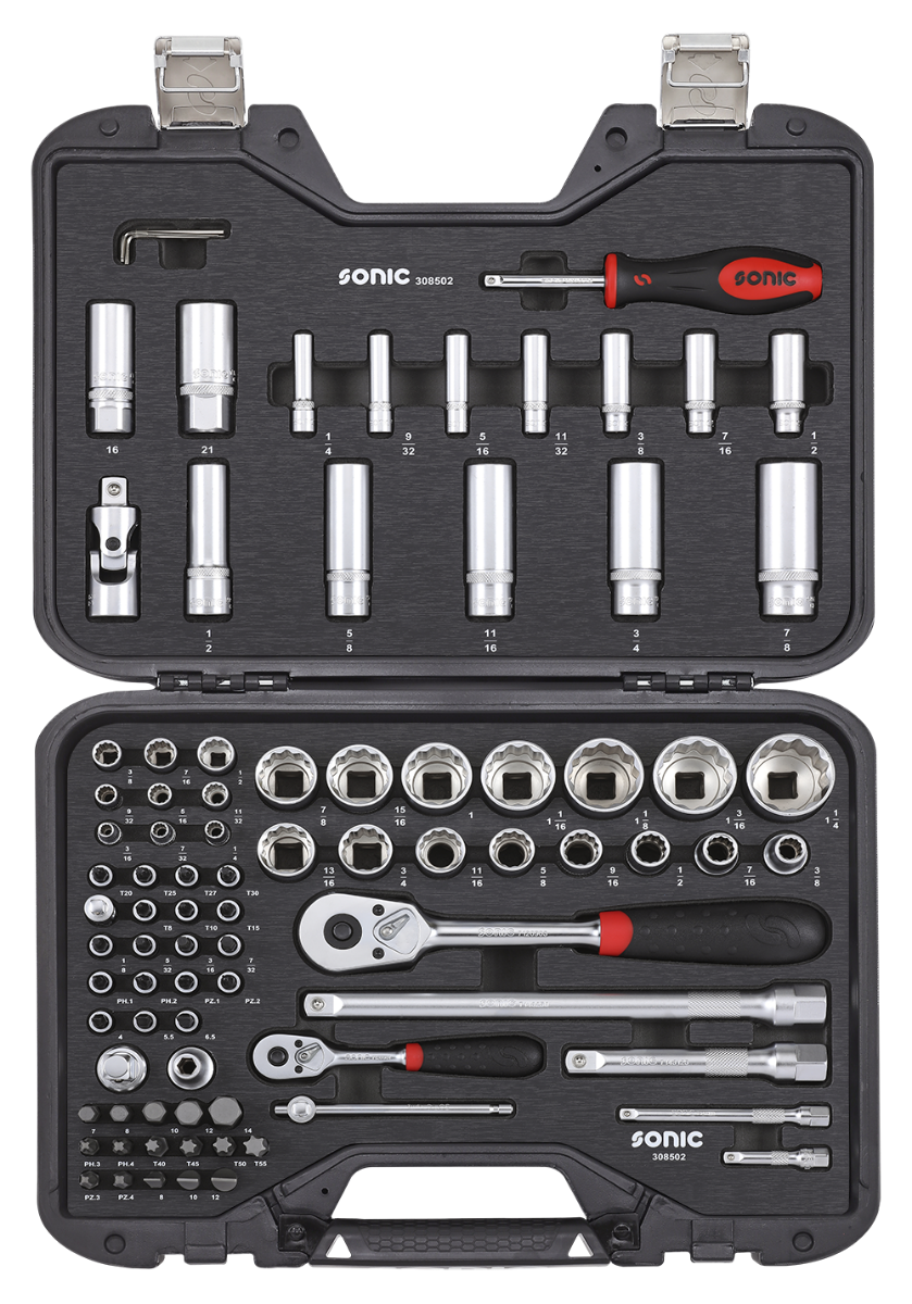 Sonic Tools - MCS SAE Socket Set 1/4" 1/2", 85-pcs - Ridge Toolbox