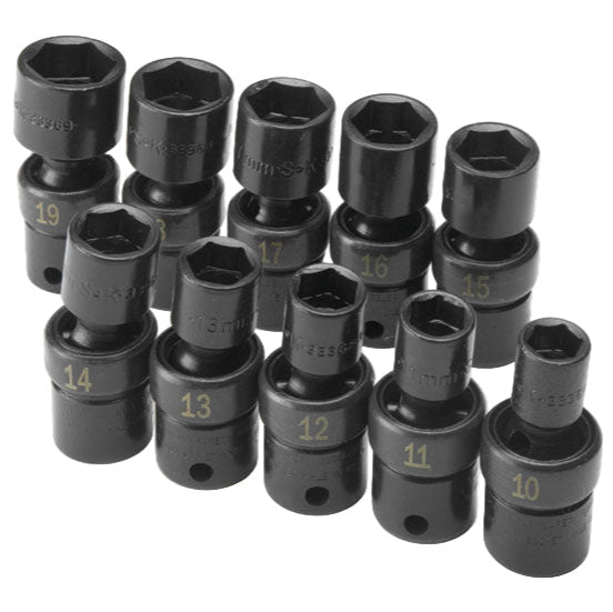 SK Tools USA - 10 Piece 3/8" Drive Metric Swivel Impact Socket Set - Ridge Toolbox